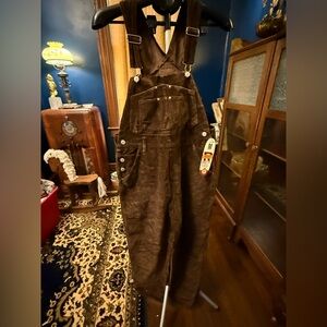 NWT Women's Brown Velvet Overalls